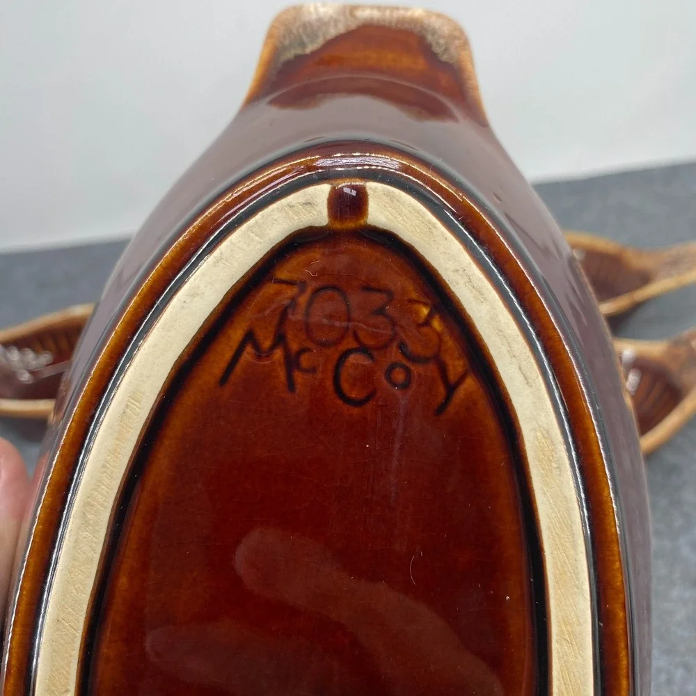 Vintage McCoy 7033 Brown Drip Au Gratin Casserole Dish Set of 4 Mid Century